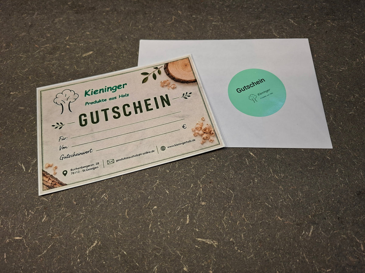 Geschenkgutschein für Holzprodukte aus dem Schwarzwald