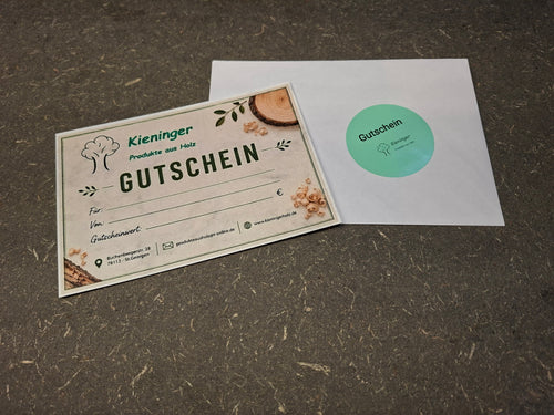 Geschenkgutschein für Holzprodukte aus dem Schwarzwald