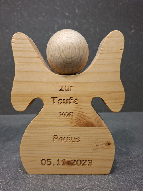 Personalisierter Schutzengel aus Holz | Geschenk zur Taufe & Geburt