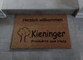 Personalisierte Kokosfußmatte aus natürlichen Kokosfasern mit individueller Lasergravur.